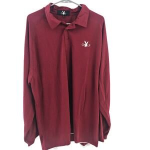 Playboy Golf Polo L/S Shirt Maroon Wicking Quick Dry Breathable XL NEW